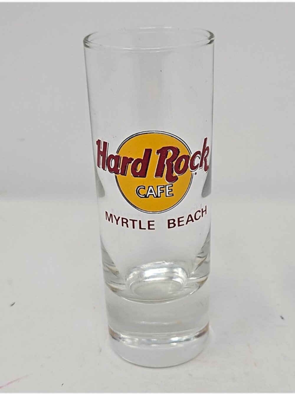 Hard Rock Cafe Myrtle Beach Clear Glass Souvenir Double Shot Glass 4" Barware